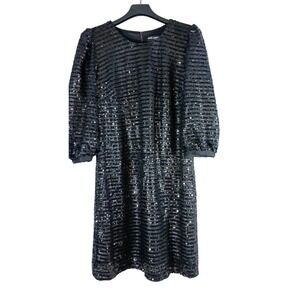 karl Lagerfeld womens mini dress black sequins L black whimsigoth party cocktail
